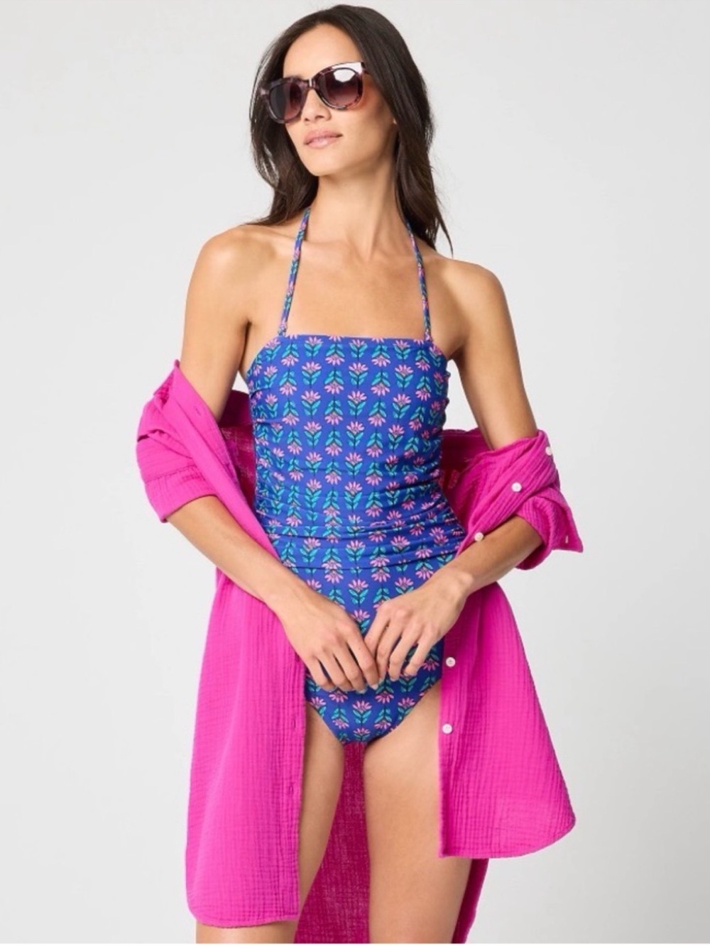 NWT J Crew Printed Strapless One Piece Swimsuit Size Medium